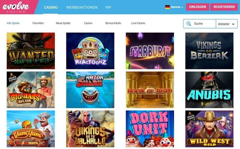 Evolution ist los: Erleben Sie das Beste im Evolve Casino Online